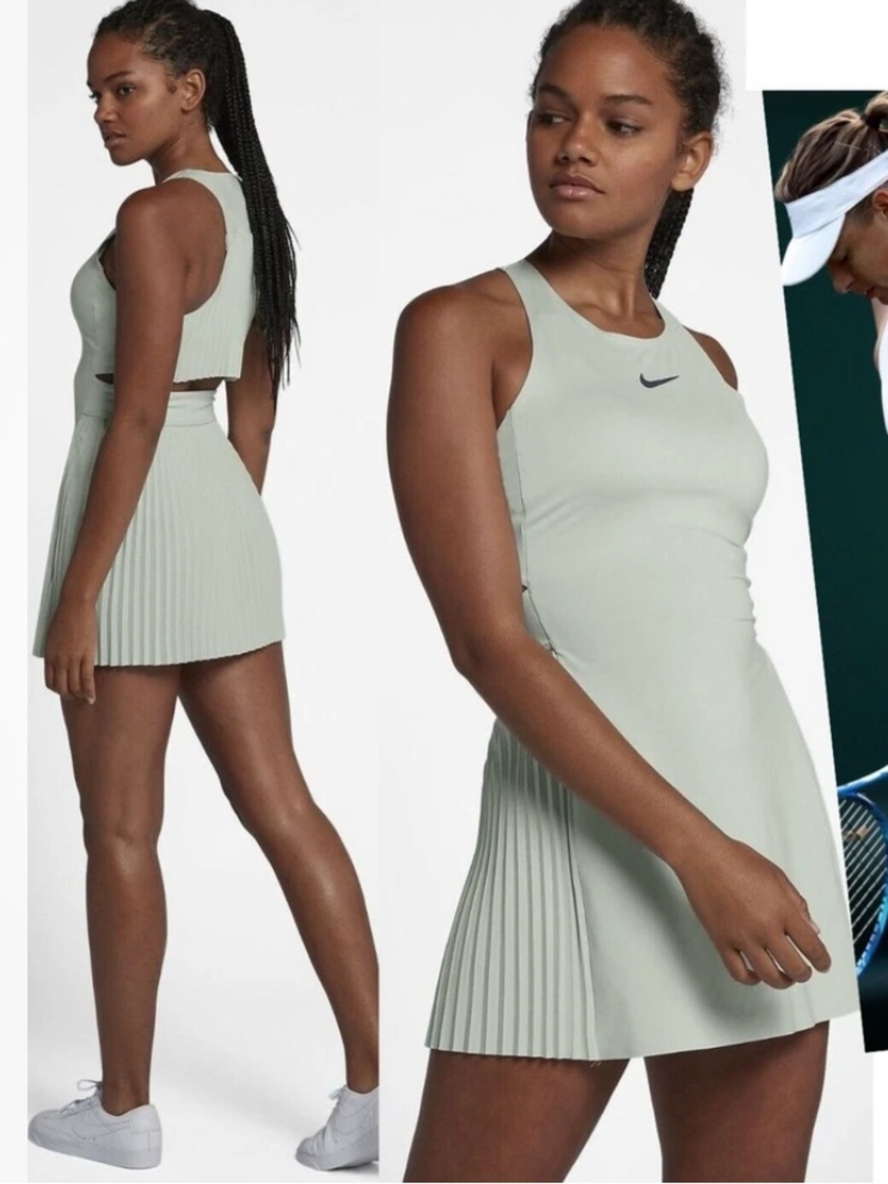 Nike Maria Sharapova RARE FLIRTY Pleated Tennis Dress  Sage Green XS